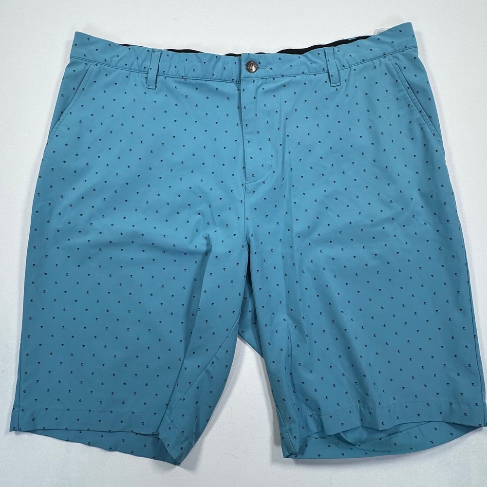 Adidas Primegreen Mens Golf Shorts 38 Teal Blue Palm Tree Print Performance